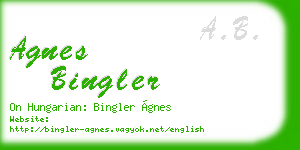 agnes bingler business card